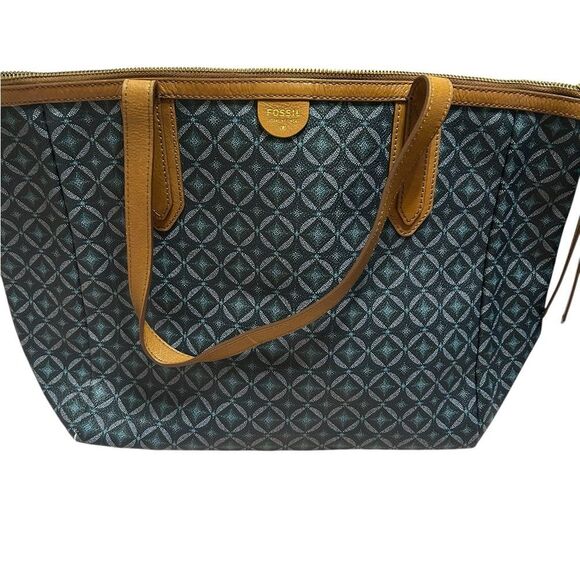 Fossil Navy and Tan Tote Bag - Picture 4 of 16